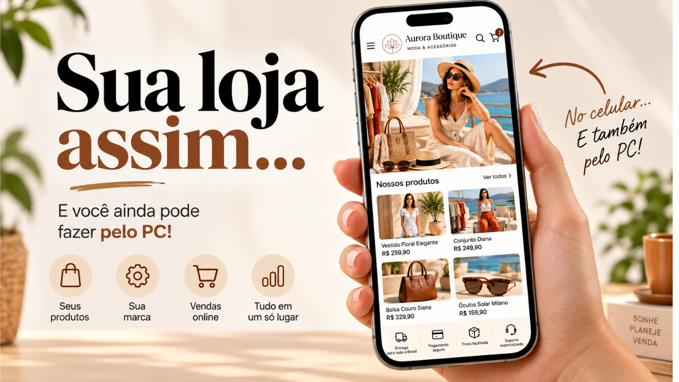 Sua loja assim: no celular e também pelo PC