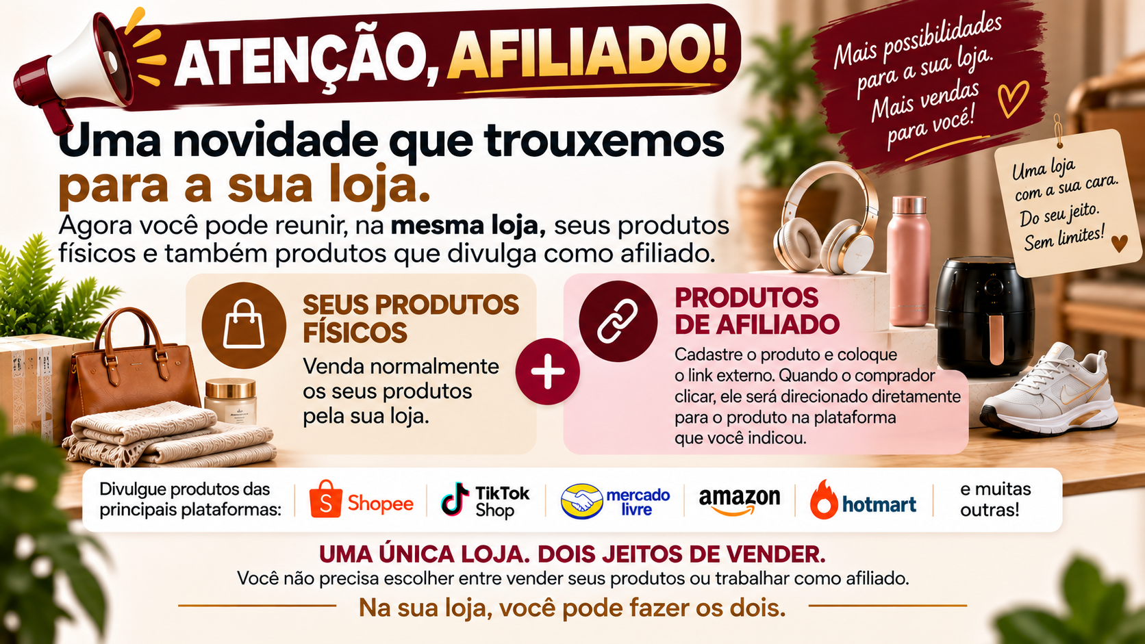 Atenção, afiliado: uma única loja, dois jeitos de vender